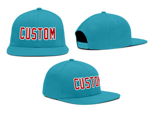 Custom Aqua Red-White Casual Sport Baseball Cap