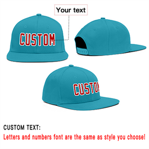 Custom Aqua Red-White Casual Sport Baseball Cap