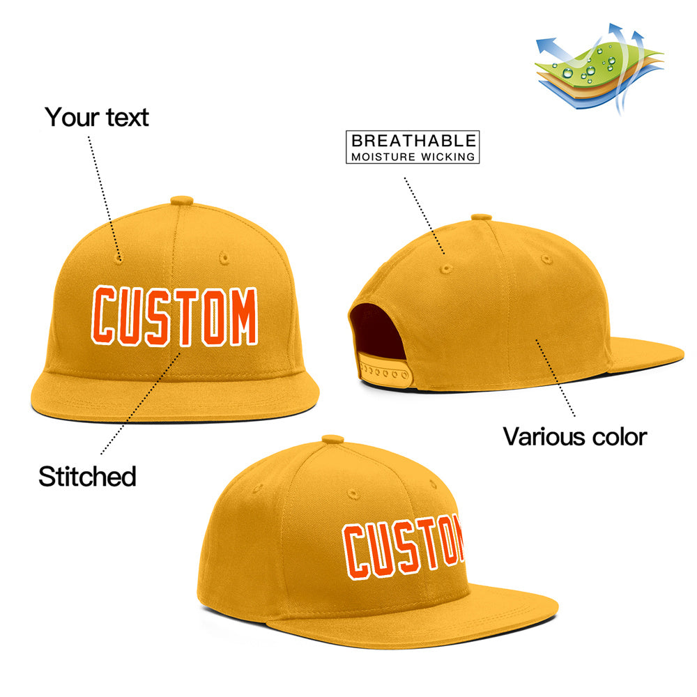 Casquette de baseball de sport de plein air jaune orange-blanc personnalisée