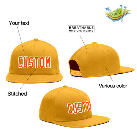 Custom Yellow Orange-White Outdoor Sport Baseball Cap