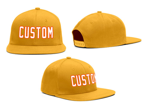 Custom Yellow White-Orange Outdoor Sport Baseball Cap
