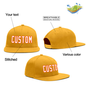 Custom Yellow White-Orange Outdoor Sport Baseball Cap