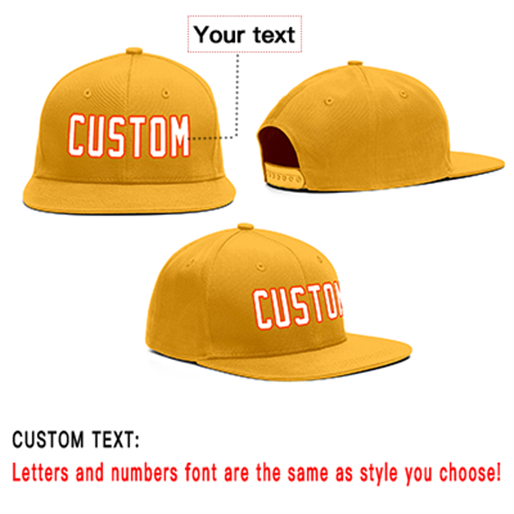 Custom Yellow White-Orange Outdoor Sport Baseball Cap