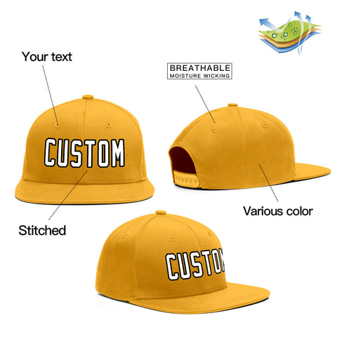 Custom Yellow White-Black Outdoor Sport Baseball Cap