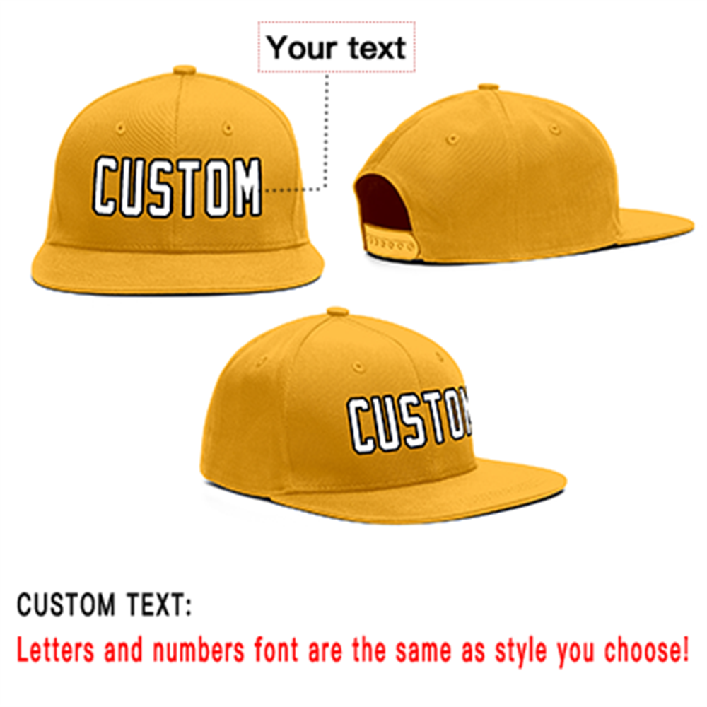 Custom Yellow White-Black Outdoor Sport Baseball Cap