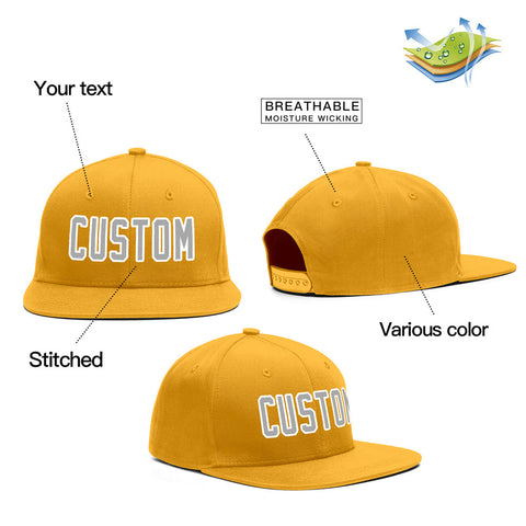 Custom Yellow Gray-White Outdoor Sport Baseball Cap