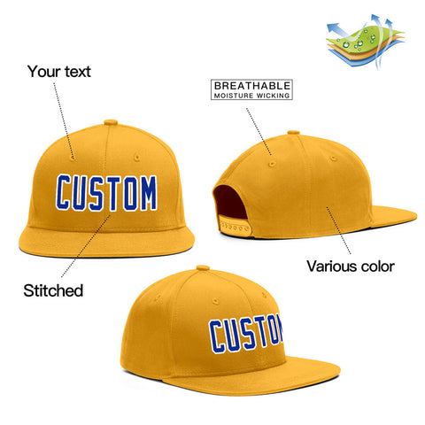 Custom Yellow Royal-White Outdoor Sport Baseball Cap