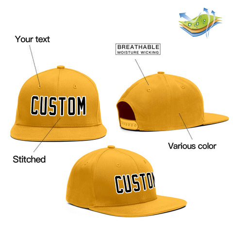 Custom Yellow Black-White Outdoor Sport Baseball Cap