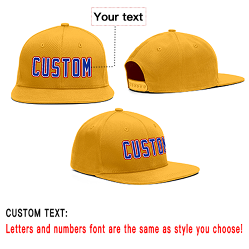 Custom Yellow Royal-White Red Outdoor Sport Baseball Cap