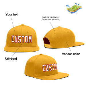 Custom Yellow White-Red Outdoor Sport Baseball Cap