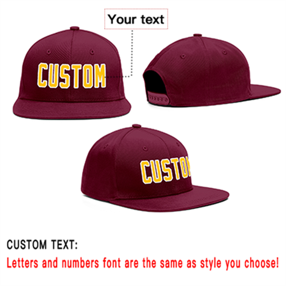 Custom Crimson Gold-White Outdoor Sport Baseball Cap