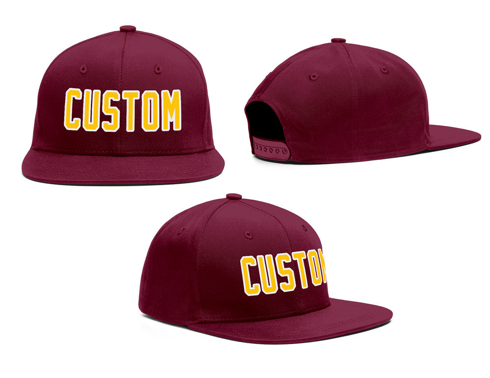 Custom Crimson Gold-White Outdoor Sport Baseball Cap