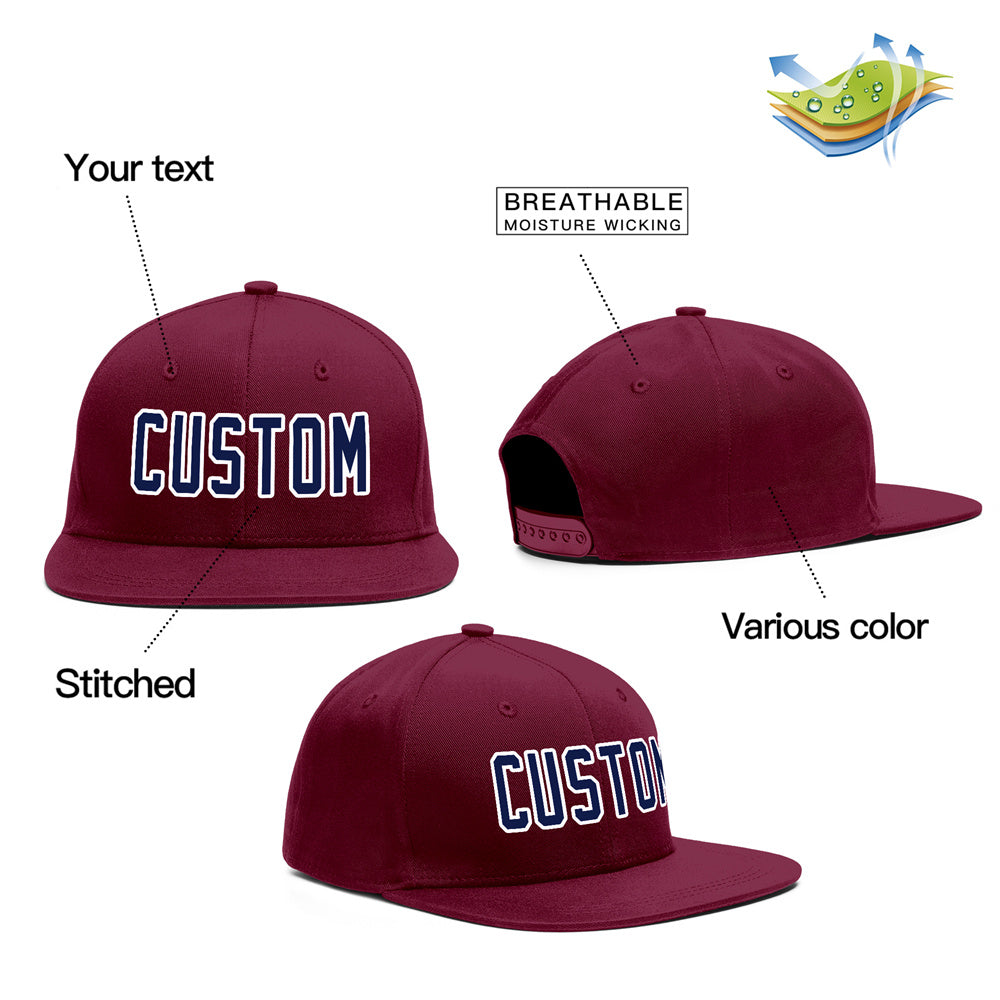 Custom Crimson Navy-White Outdoor Sport Baseball Cap