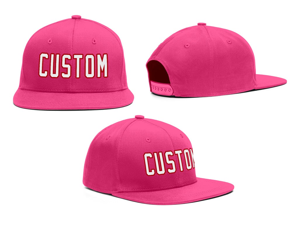 Custom Pink White-Red Outdoor Sport Baseball Cap