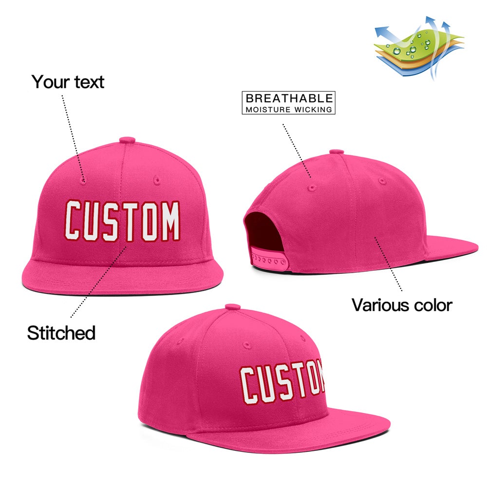 Custom Pink White-Red Outdoor Sport Baseball Cap