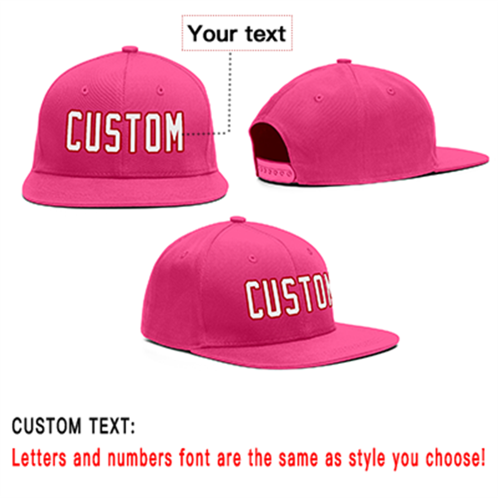 Custom Pink White-Red Outdoor Sport Baseball Cap