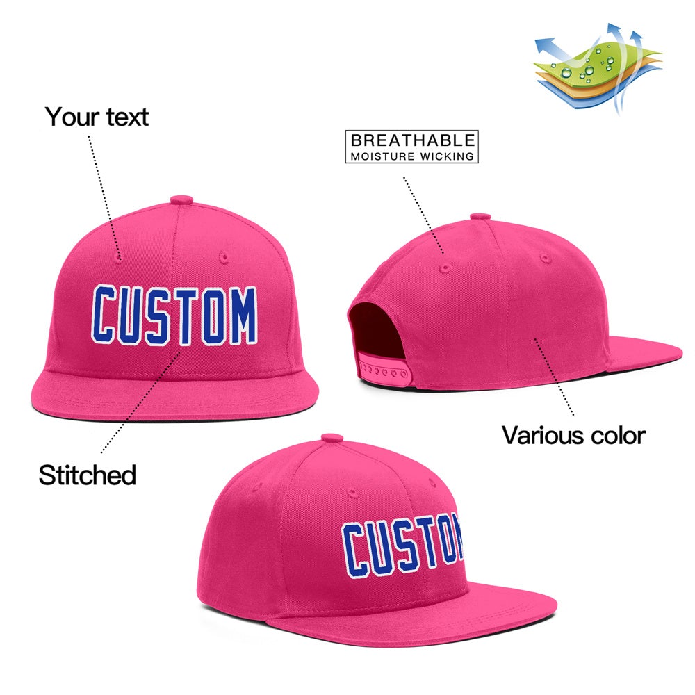 Custom Pink Royal-White Outdoor Sport Baseball Cap