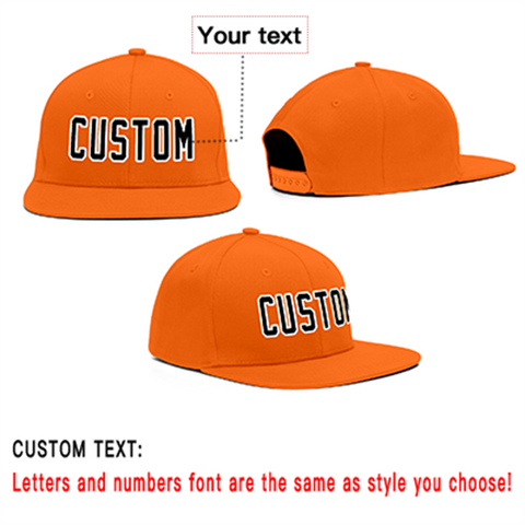 Custom Orange Black-White Outdoor Sport Baseball Cap