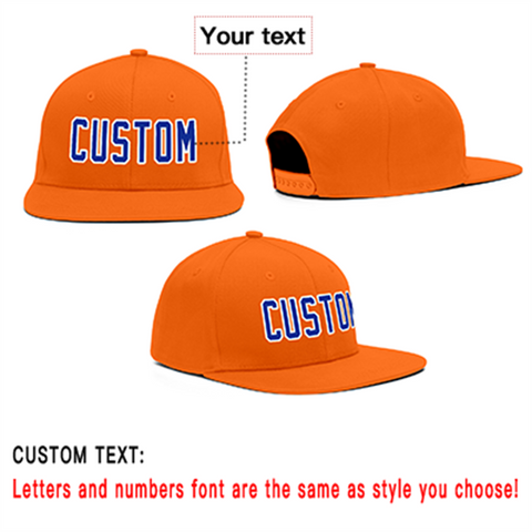 Custom Orange Royal-White Outdoor Sport Baseball Cap