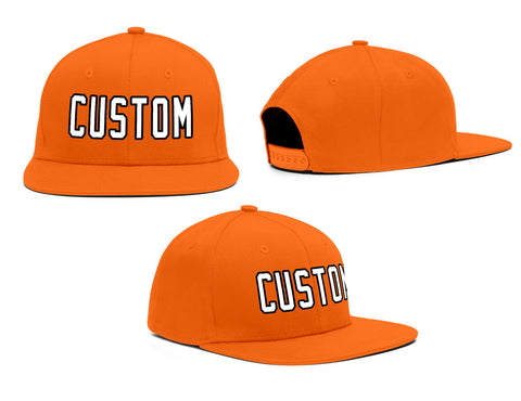 Custom Orange White-Black Outdoor Sport Baseball Cap