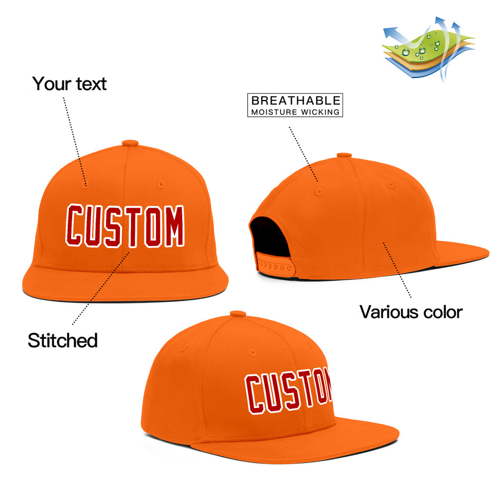 Custom Orange Red-White Outdoor Sport Baseball Cap