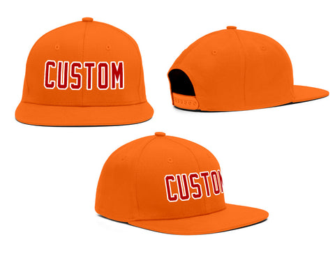 Custom Orange Red-White Outdoor Sport Baseball Cap