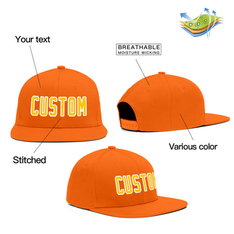 Custom Orange Yellow-White Outdoor Sport Baseball Cap