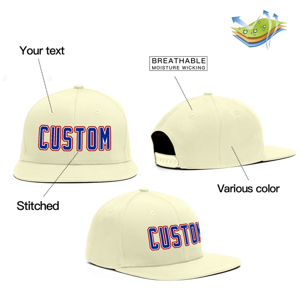 Custom Cream Royal-Crimson Outdoor Sport Baseball Cap