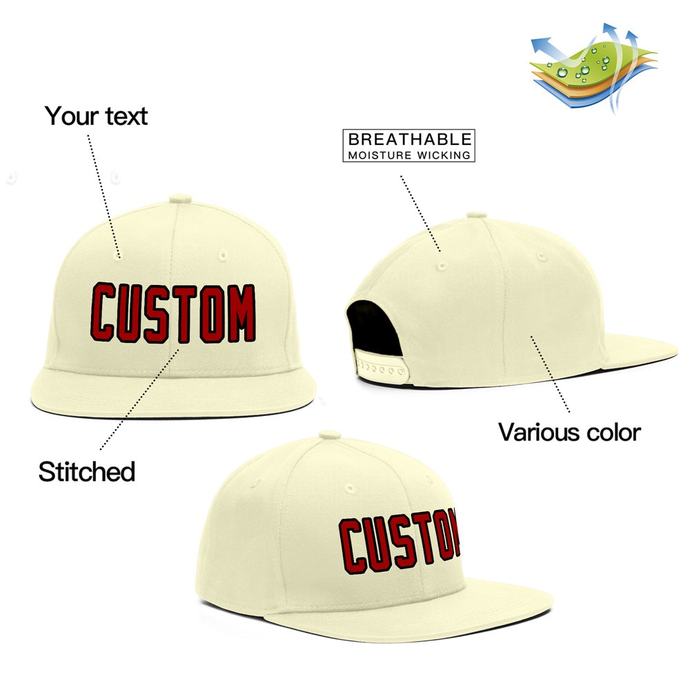 Custom Cream Red-Black Outdoor Sport Baseball Cap