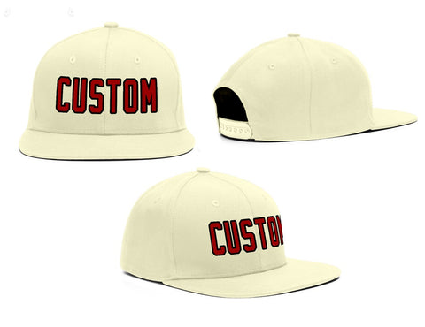 Custom Cream Red-Black Outdoor Sport Baseball Cap