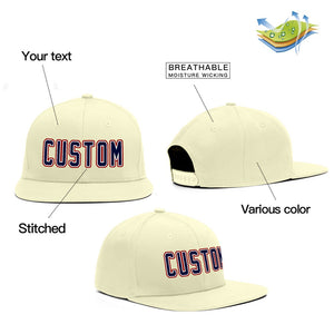 Custom Cream Navy Blue-Crimson Outdoor Sport Baseball Cap