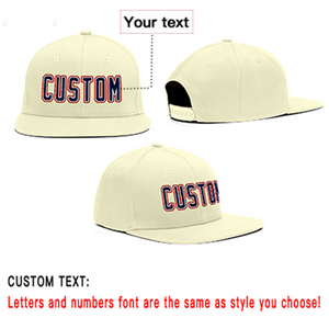 Custom Cream Navy Blue-Crimson Outdoor Sport Baseball Cap