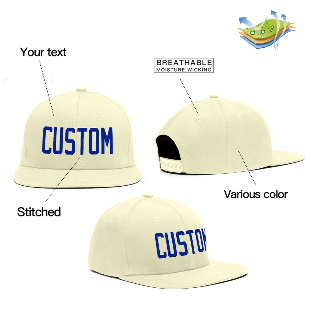 Custom Cream Royal Outdoor Sport Baseball Cap