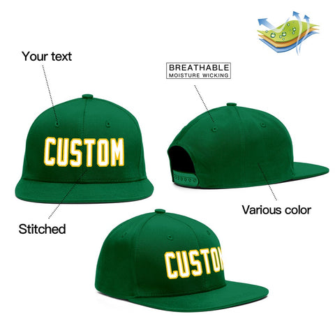 Custom Green Yellow-White Outdoor Sport Baseball Cap