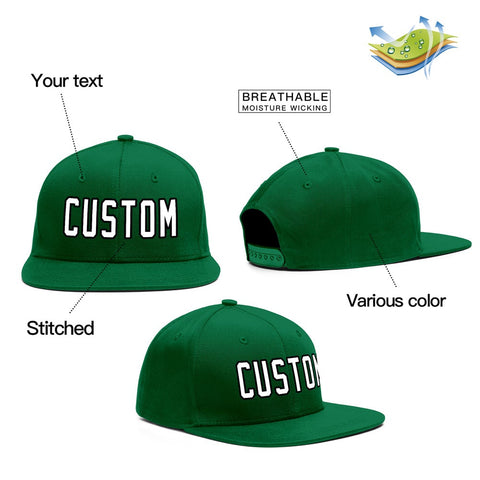 Custom Green White-Black Outdoor Sport Baseball Cap