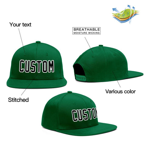 Custom Green Black-White Outdoor Sport Baseball Cap