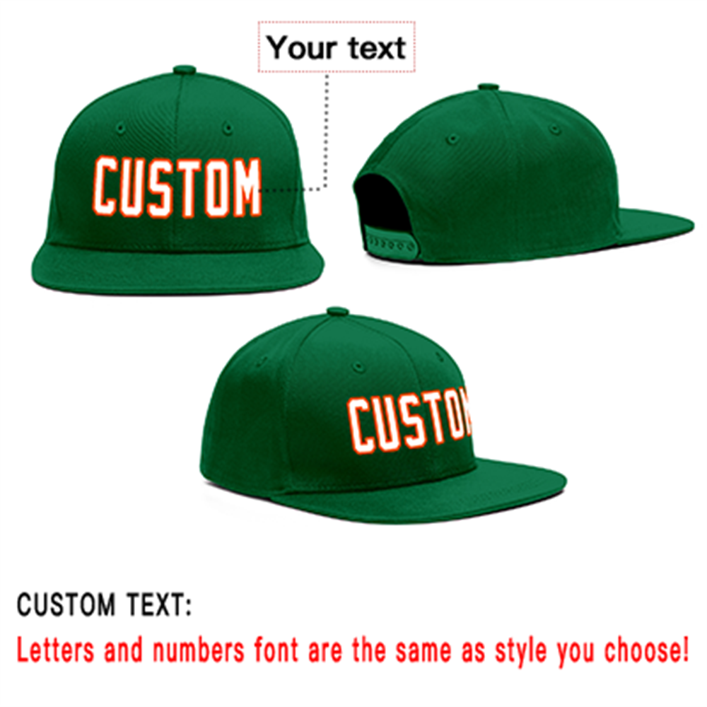 Custom Green White-Orange Outdoor Sport Baseball Cap