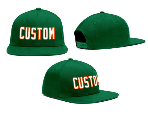 Custom Green White-Orange Outdoor Sport Baseball Cap