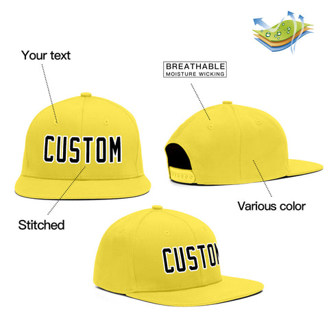 Custom Yellow Black  Outdoor Sport Baseball Cap