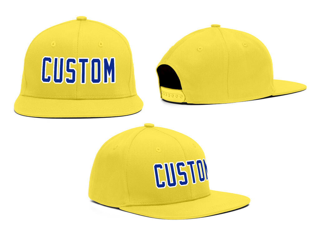 Casquette de baseball de sport de plein air jaune royal-blanc personnalisée