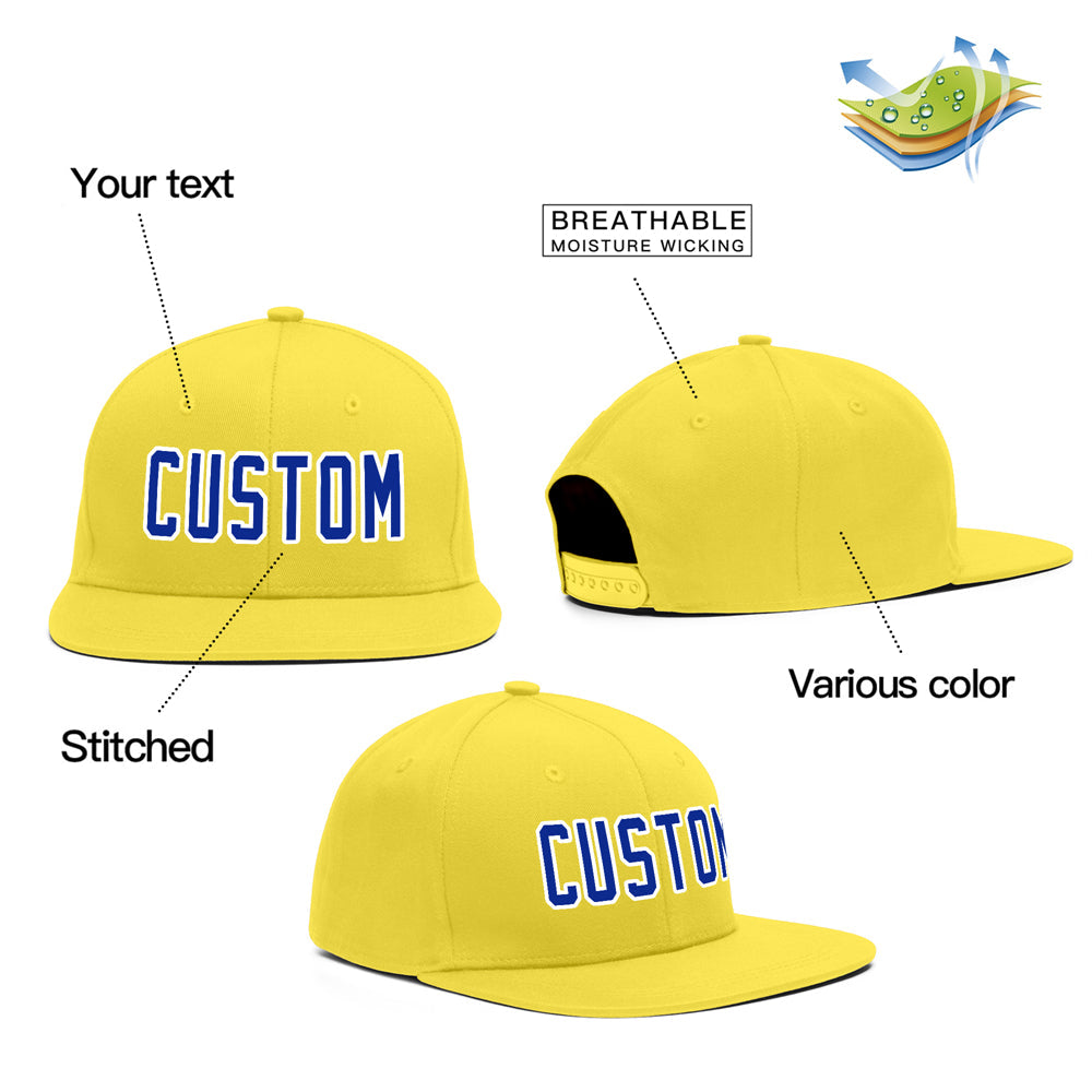 Casquette de baseball de sport de plein air jaune royal-blanc personnalisée