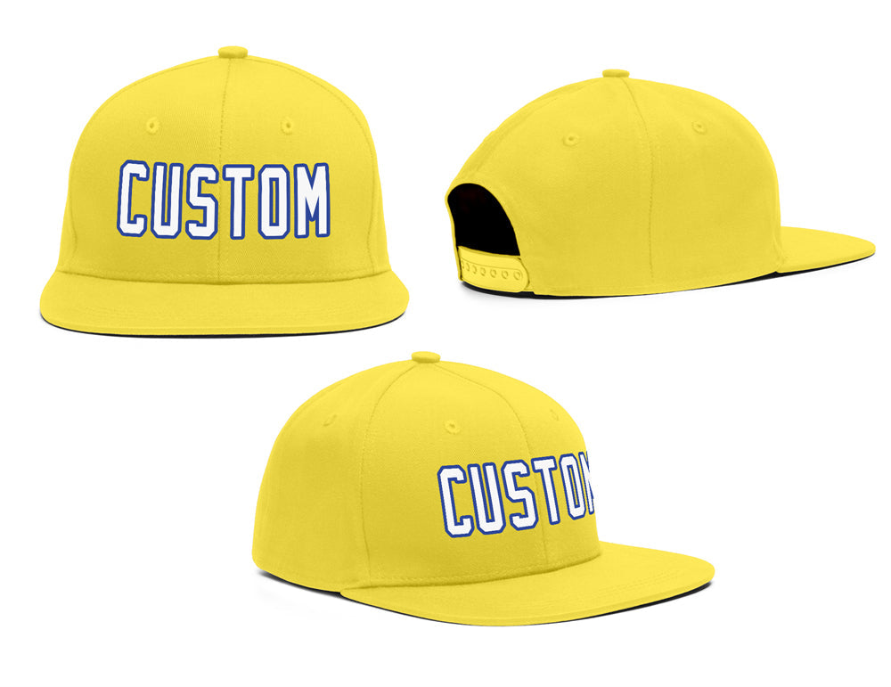 Casquette de baseball personnalisée jaune blanc-royal pour sports de plein air