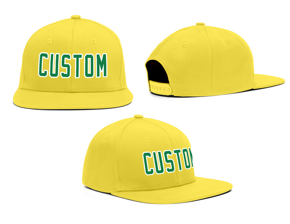 Casquette de baseball de sport de plein air jaune vert-blanc personnalisée