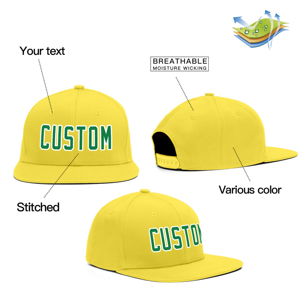 Custom Yellow Green-White Outdoor Sport Baseball Cap