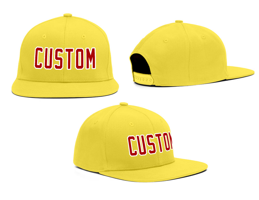 Casquette de baseball de sport de plein air jaune rouge-blanc personnalisée