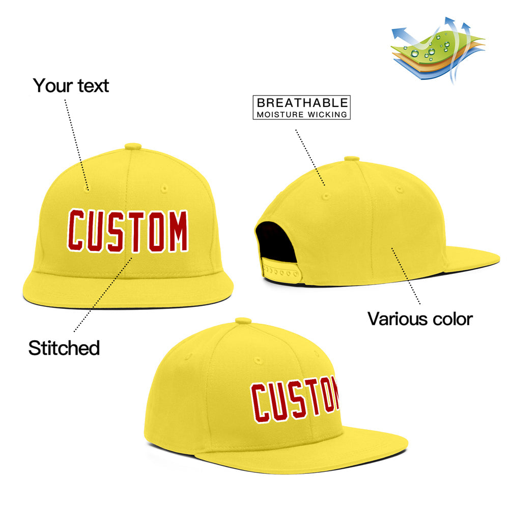 Casquette de baseball de sport de plein air jaune rouge-blanc personnalisée