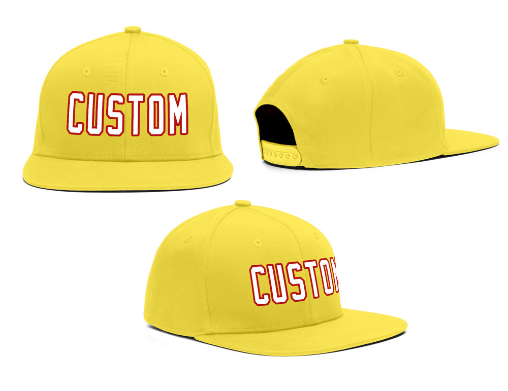 Custom Yellow White-Red Outdoor Sport Baseball Cap