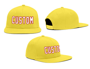 Custom Yellow White-Red Outdoor Sport Baseball Cap