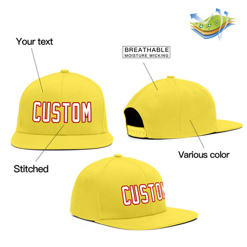 Custom Yellow White-Red Outdoor Sport Baseball Cap