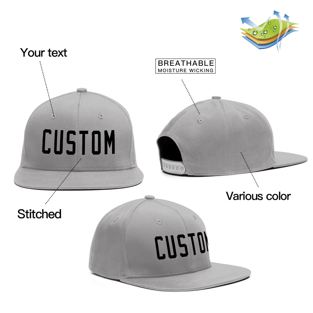 Custom Gray Black Outdoor Sport Baseball Cap